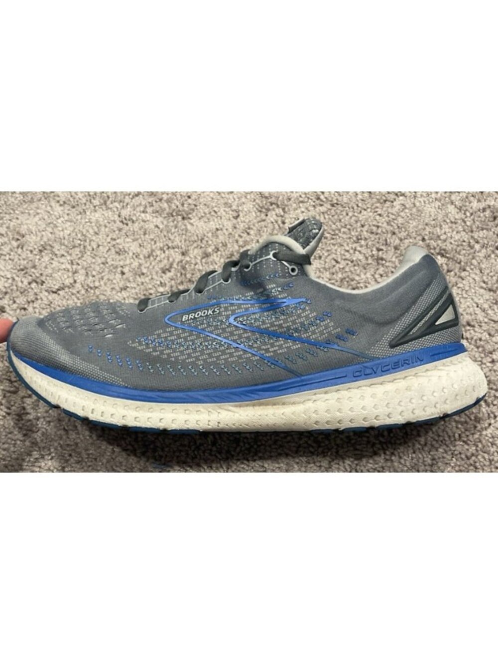 Brooks Glycerin GTS 19 Men's 15 D Shoes Gray Blue Running Sneaker 1103571D095